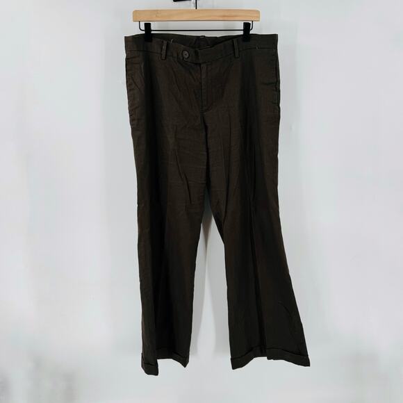 Gap Y2K Wide Leg Linen Pants Chocolate Brown Size 12R Minimalist Fall Staple - Picture 7 of 7